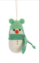Load image into Gallery viewer, Wool Winter Friend Snowman Ornament
