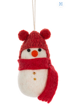 Load image into Gallery viewer, Wool Winter Friend Snowman Ornament
