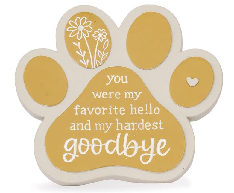 Yellow Dog Bereavement Plaque on Easel