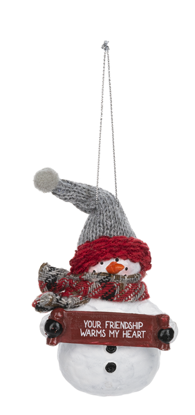 Your Friendship Warms My Heart Snowman Ornament