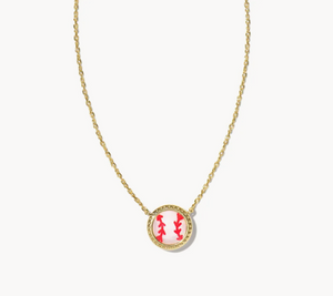 Kendra Scott Gold Baseball Necklace In Ivory Mother of Pearl