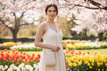 Load image into Gallery viewer, Cream Solstice Convertible Crossbody/Sling Bag by Kedzie
