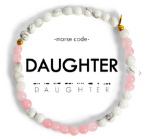 Load image into Gallery viewer, Daughter Rose Quartz &amp; Howlite Morse Code Bracelet
