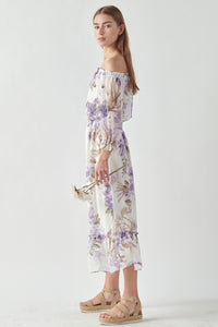 Long Violet Floral Maxi Dress