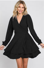 Load image into Gallery viewer, Black A-Line Side Tie Mini Dress
