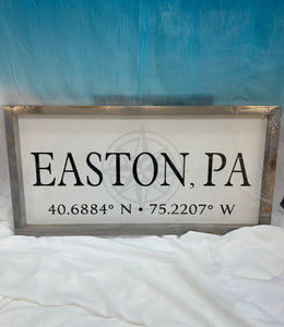 Easton, PA Coordinates Sign