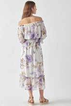 Load image into Gallery viewer, Long Violet Floral Maxi Dress
