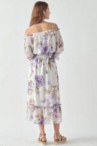 Long Violet Floral Maxi Dress
