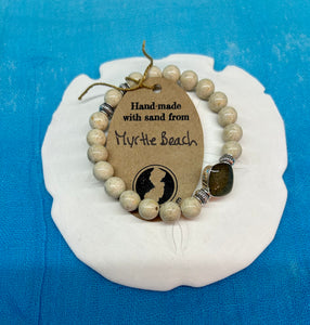 Natural Stone Bracelet with Sand from Myrtle Beach, SC