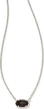 Load image into Gallery viewer, Kendra Scott Grayson Short Pendant Necklace Rhodium Black Cat&#39;s Eye
