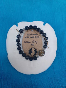 Natural Stone Bracelet with Beach Sand from Ocean City, Maryland