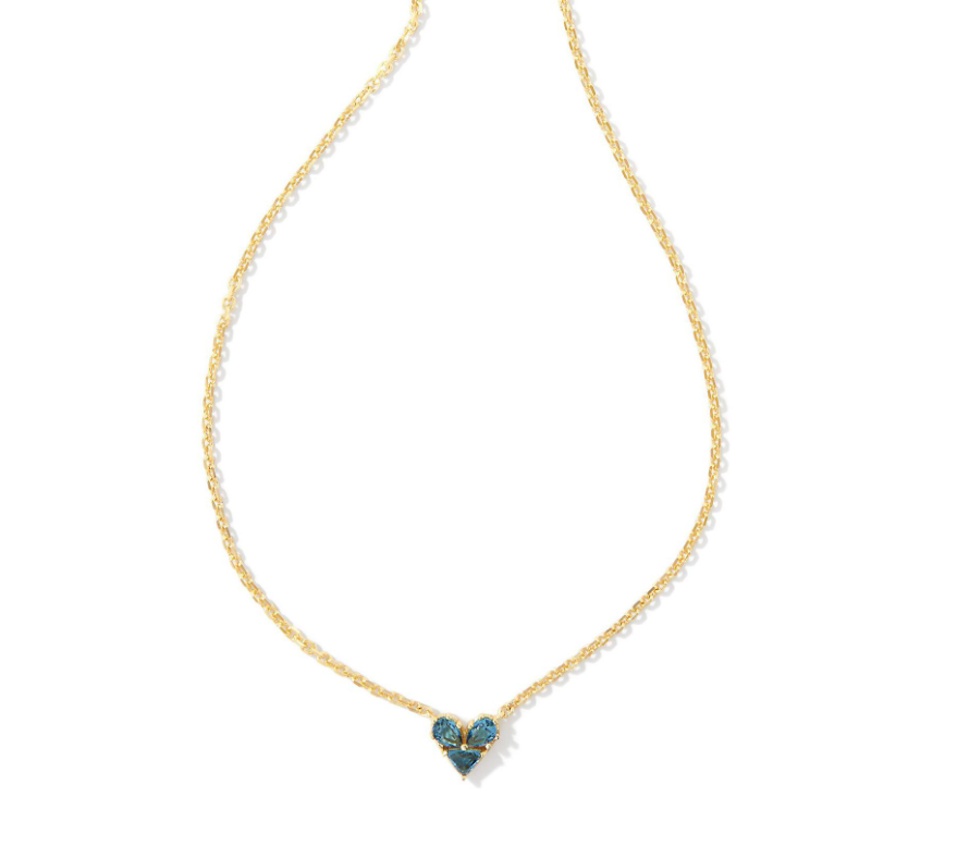 Kendra Scott Gold Katy Heart Necklace In Teal Glass