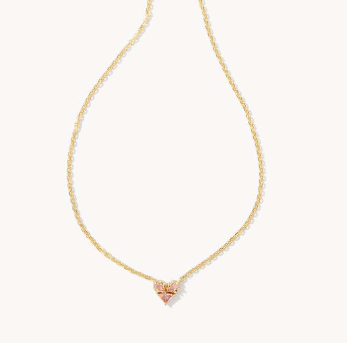 Kendra Scott Gold Katy Heart Necklace In Pink Glass
