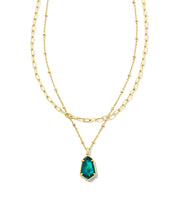 Load image into Gallery viewer, Alexandria Multi Strand Necklace Gold Teal Green Illusion
