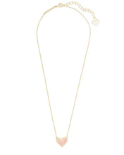 Load image into Gallery viewer, Kendra Scott Boxed Ari Heart Gold Rose Quartz Necklace

