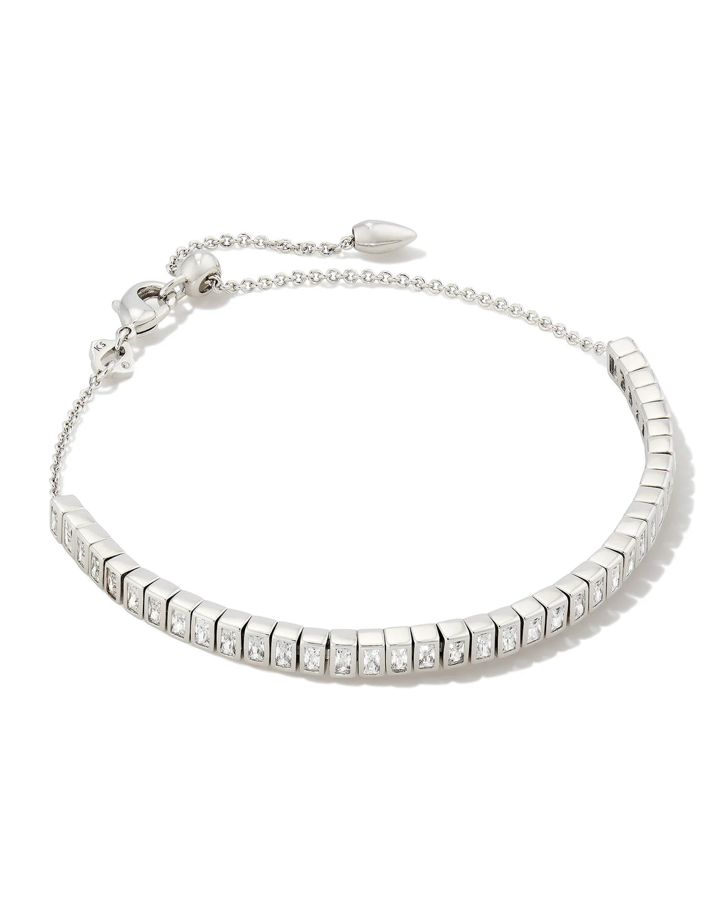 Gracie Rhodium Tennis Delicate Chain Bracelet CZ