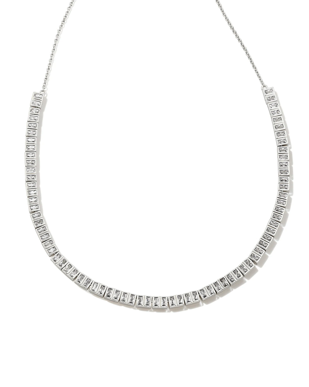 Kendra Scott Gracie Tennis Necklace Rhodium White Crystal