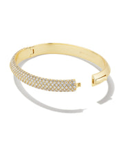 Load image into Gallery viewer, Kendra Scott Mikki Pave Gold White Bangle Bracelet M/L
