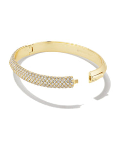 Kendra Scott Mikki Pave Gold White Bangle Bracelet M/L