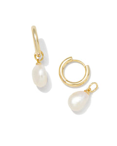 Kendra Scott Willa Pearl Huggie Earring Gold White Pearl
