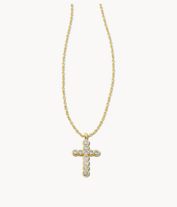 Kendra Scott Gold Cross Necklace In White Crystal