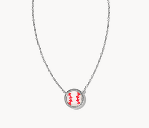 Kendra Scott Silver Baseball Necklace In Ivory Mother of Pearl