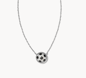 Kendra Scott Silver Soccer Necklace In Ivory Mother of Pearl