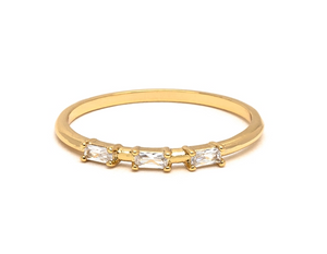 14kt Gold Plated Triple Bar Sparkle Ring