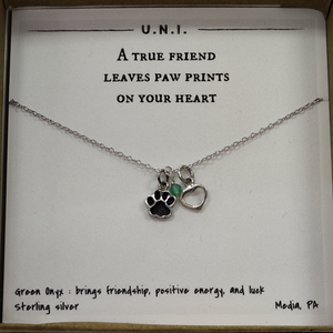 A True Friend Leaves Paw Prints Sterling Silver Necklace