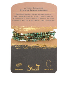 African Turquoise- Stone of Transformation Beaded Wrap Bracelet/Necklace