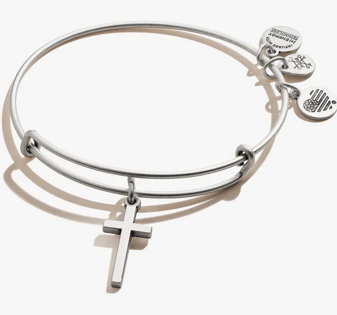 Sterling Silver Classic Cross Bangle - Simple Design Hook Clasp | Silverly
