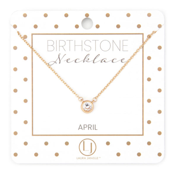 April Dainty Birthstone Necklace - Crystal