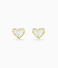 Load image into Gallery viewer, Kendra Scott Ari Heart Gold Stud in Ivory Mother of Pearl
