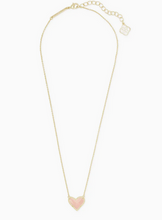 Load image into Gallery viewer, Kendra Scott Gold Ari Heart Necklace In Rose Quartz

