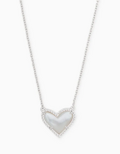 Load image into Gallery viewer, Kendra Scott Silver Ari Heart Necklace In Ivory Mother of Pearl
