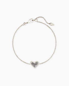 Kendra Scott Silver Ari Heart Bracelet In Platinum Drusy