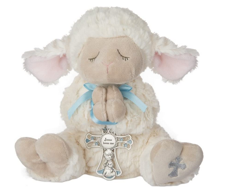 Baby Boy Serenity Lamb with Crib Cross