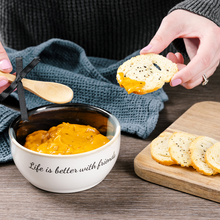 Load image into Gallery viewer, Life is Better with Friends Ceramic Bowl and Bamboo Spoon Set
