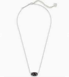 Kendra Scott Elisa Necklace Silver In Black Opaque Glass