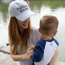 Load image into Gallery viewer, Blessed Mama White Adjustable Hat
