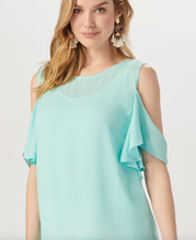 Load image into Gallery viewer, Light Blue Ruffle Sleeve Cold Shoulder Top - 50% OFF!
