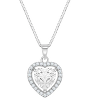 Load image into Gallery viewer, Girl&#39;s Royal CZ Heart Sterling Silver Necklace
