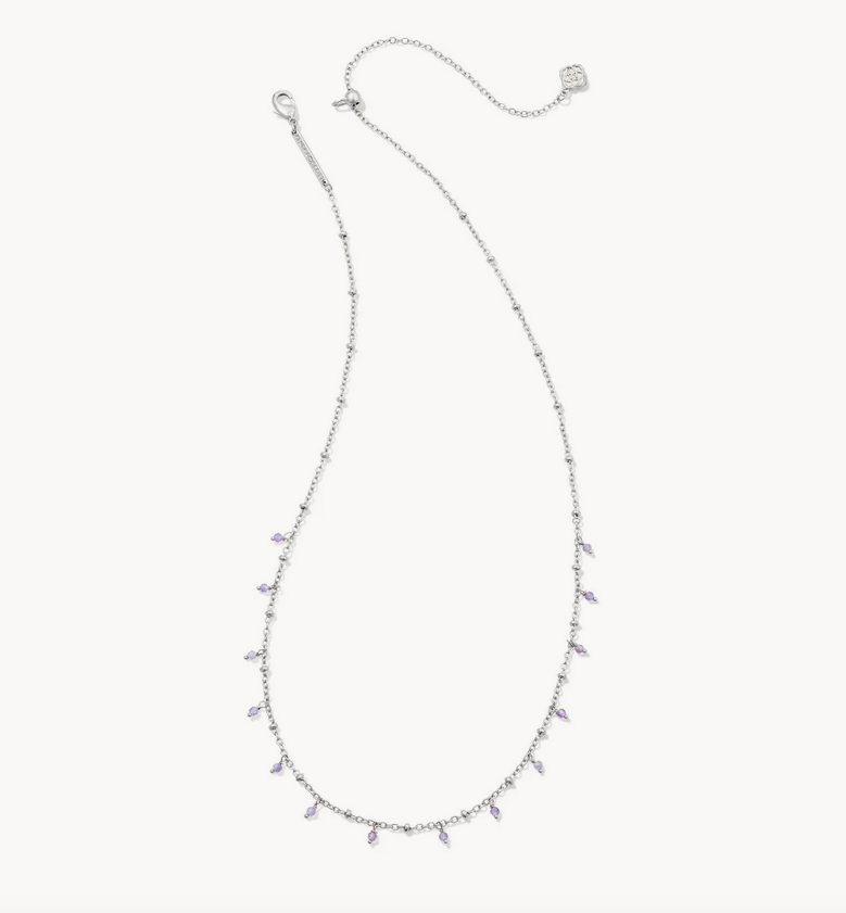 Kendra Scott Silver Camry Beaded Necklace In Amethyst - SALE
