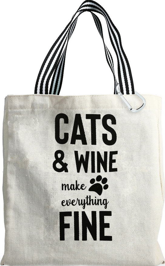 Cats and Wine Make Everything Fine Twill Gift Bag