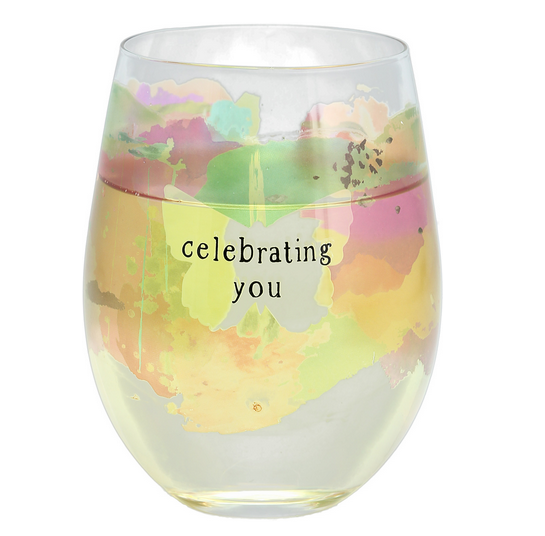 Celebrating You, 18 oz Stemless Wine Glass