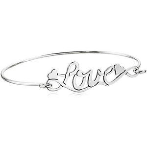 Love Script Cuff Bracelet Sterling Silver