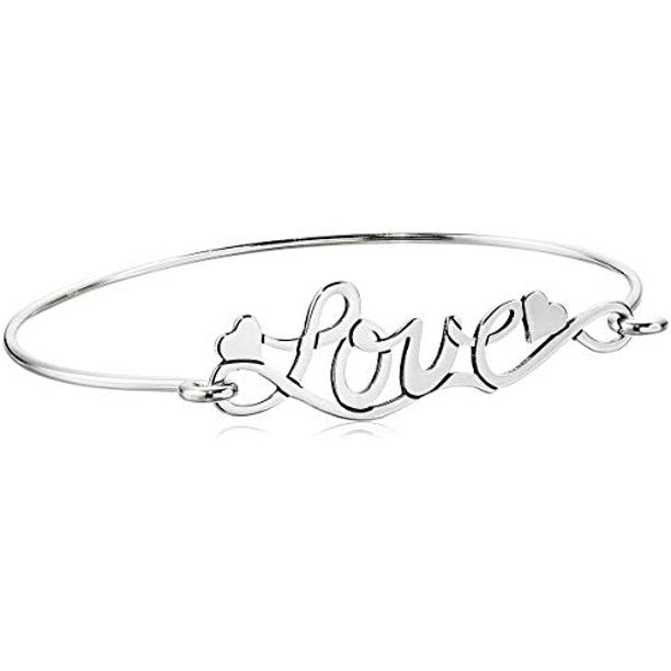 Love Script Cuff Bracelet Sterling Silver