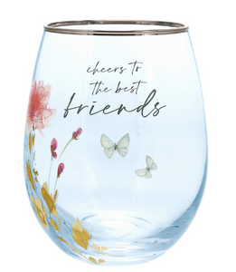 Cheers To The Best Friends, 20 oz Stemless Wine Glass