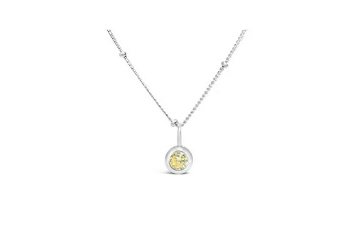 Sterling Silver Citrine Necklace - November Birthstone