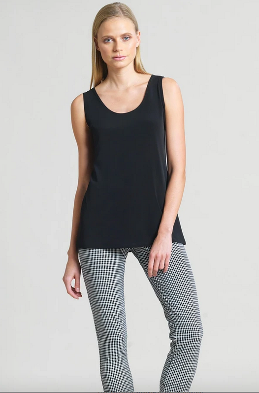 Clara Sunwoo mid-length Tank - Black Wrinkle Free- Made in the USA